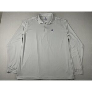 Rhoback Polo Shirt Mens XL White Long Sleeve Performance Golf Athletic Top